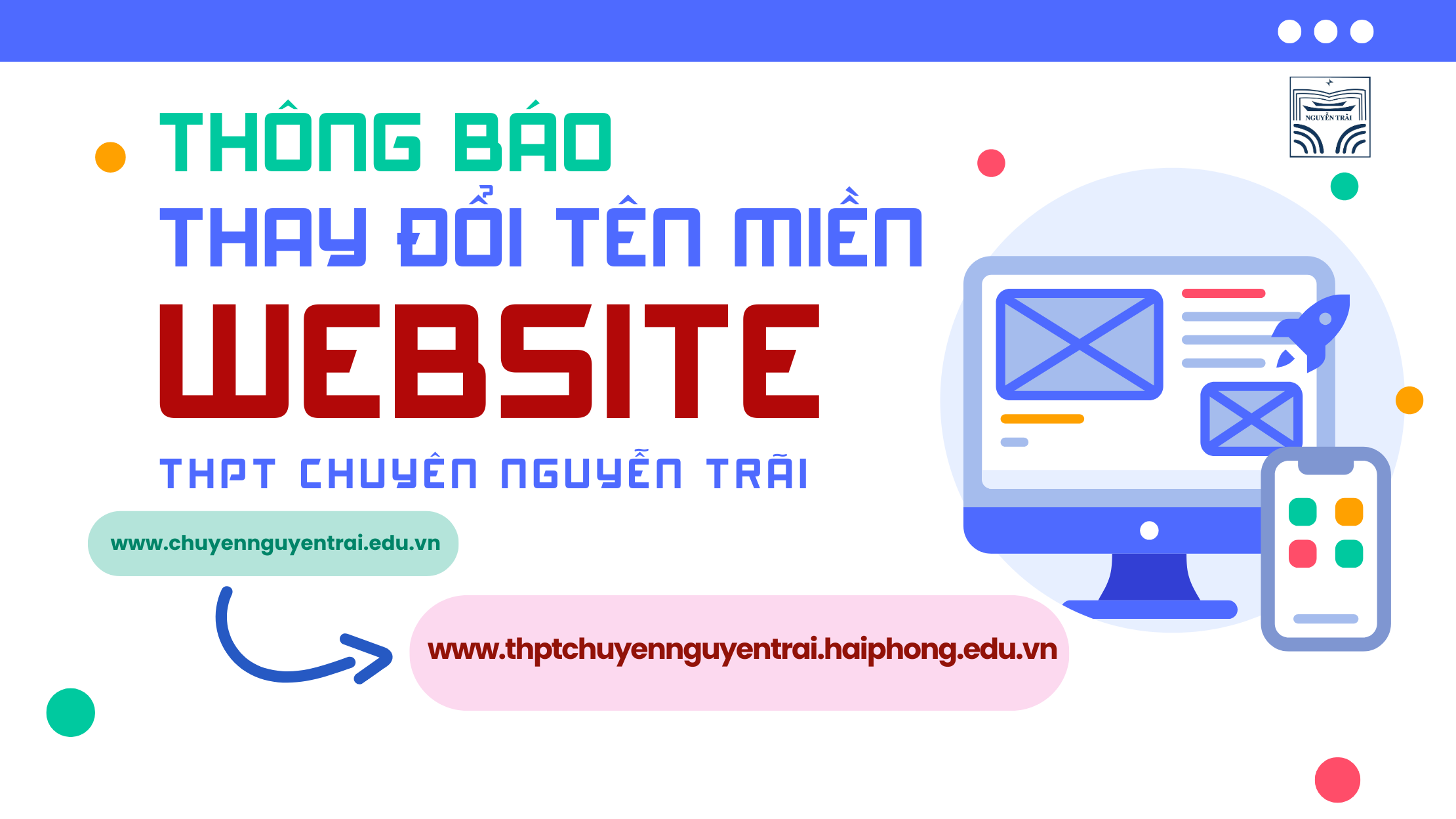 THÔNG BÁO: Về việc thay đổi địa chỉ email, website trường
